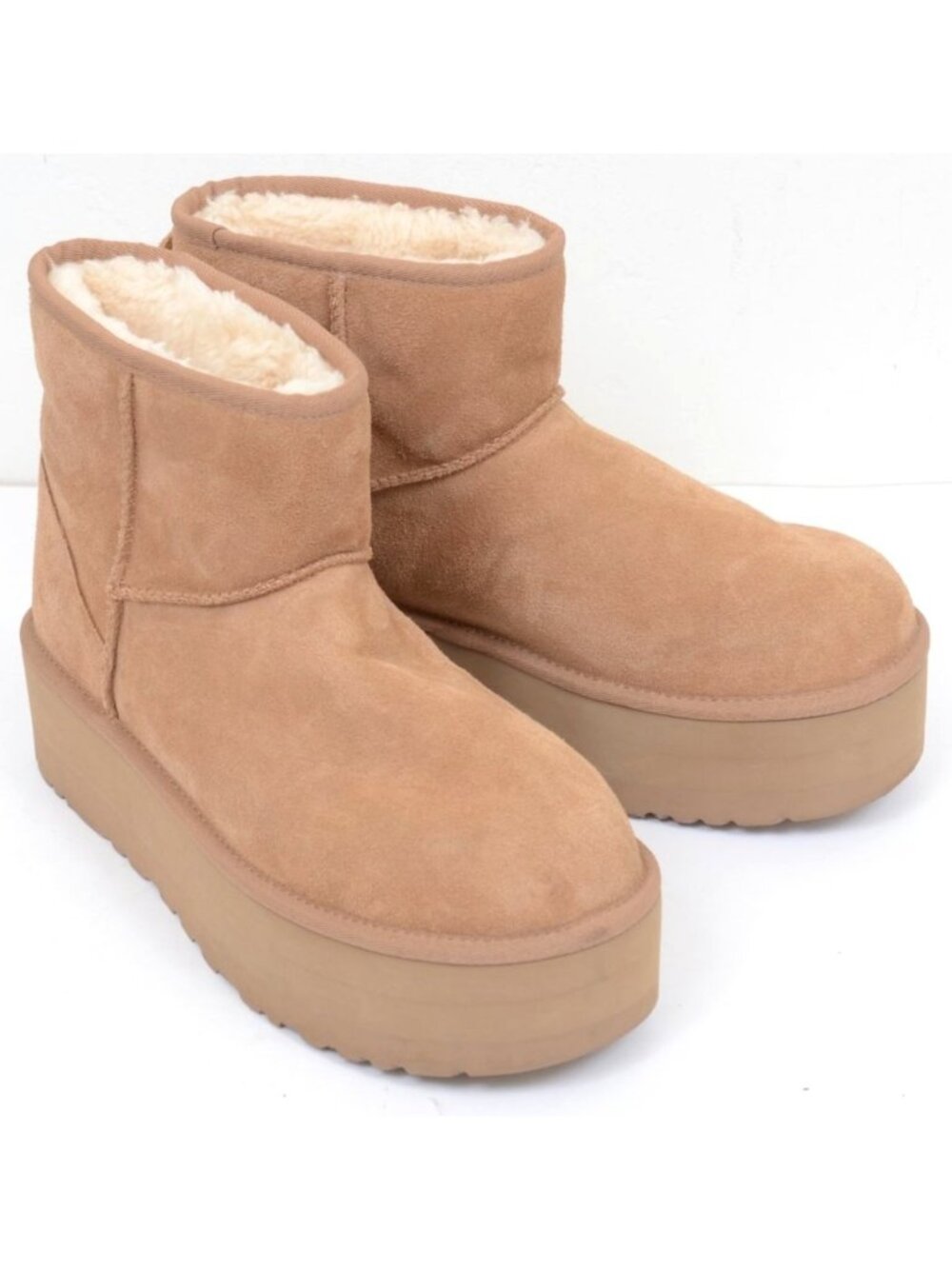 NEW UGG Women's 11 Classic Mini Platform Boots Suede & Sheepskin Shearling Wool